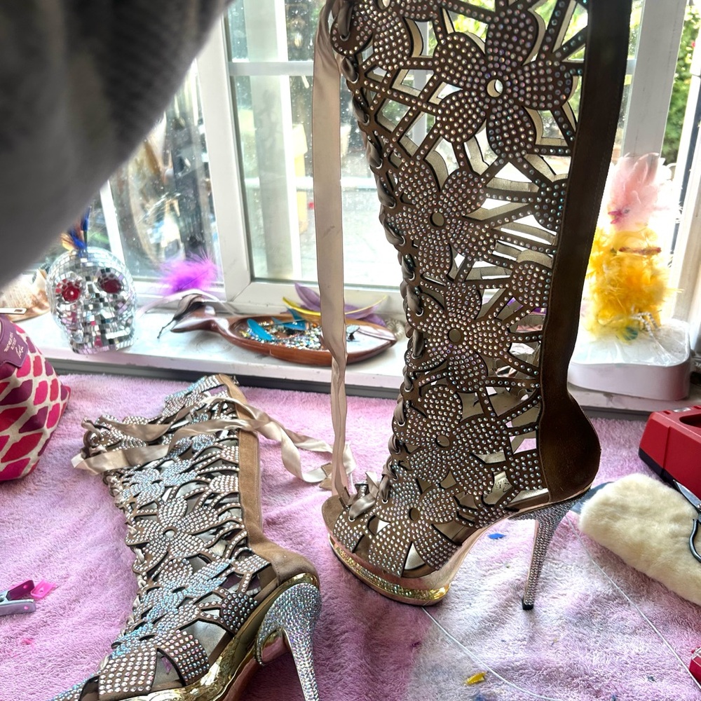 Pleaser Fantasia Rhinestone Platform Stiletto Boot - Picture 5 of 13